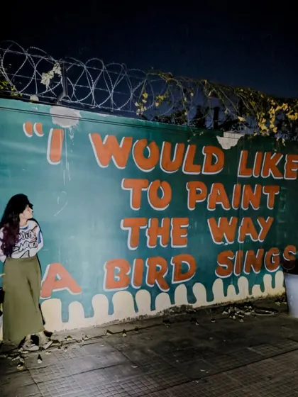 "I would like to paint the way a bird sings." I found this mural on a street in Patna, and it felt like a sign from the universe, affirming my journey as an artist.