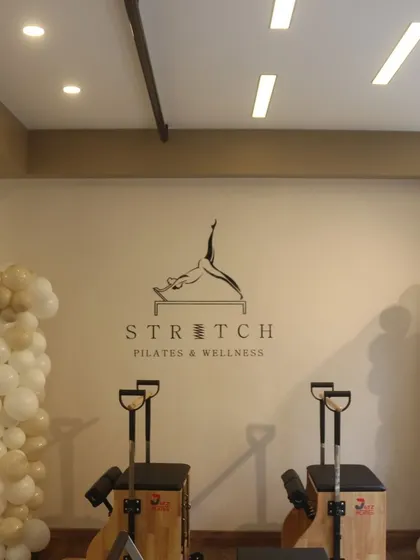 Our stability chairs in front of the main studio wall. This equipment is excellent for building balance and full-body strength.