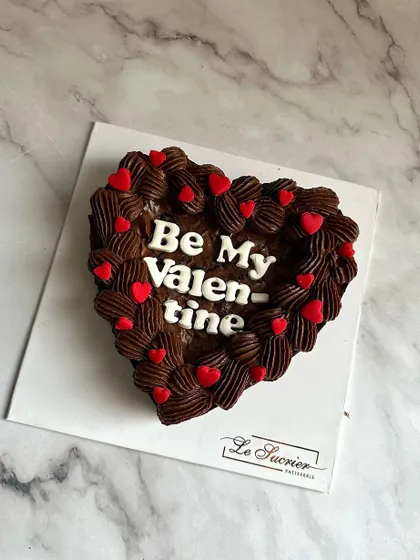 The perfect Valentine's gift: a heart-shaped Belgian chocolate brownie with a "Be My Valentine" message.