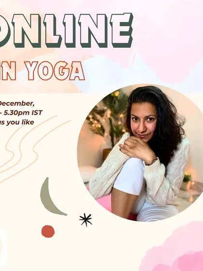 A poster for one of my online Yin Yoga classes. These sessions are offered on a "pay as you like" basis to make the practice accessible to everyone.
