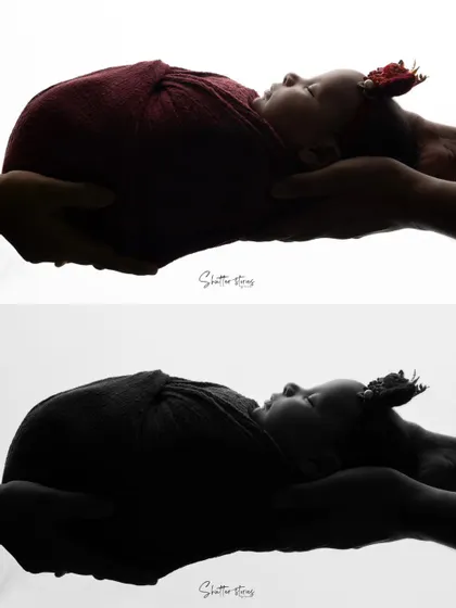 A collage comparing a color and black-and-white version of a silhouette shot, showing the timeless appeal of both styles.