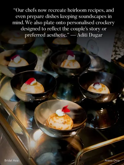This quote featured in Bridal Asia captures my approach: "Our chefs now recreate heirloom recipes... and plate onto personalized crockery designed to reflect the couple's story."