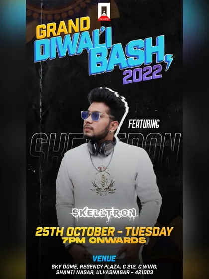 The flyer for the Grand Diwali Bash in Ulhasnagar. It was an honor to be the featured artist for such a big celebration.