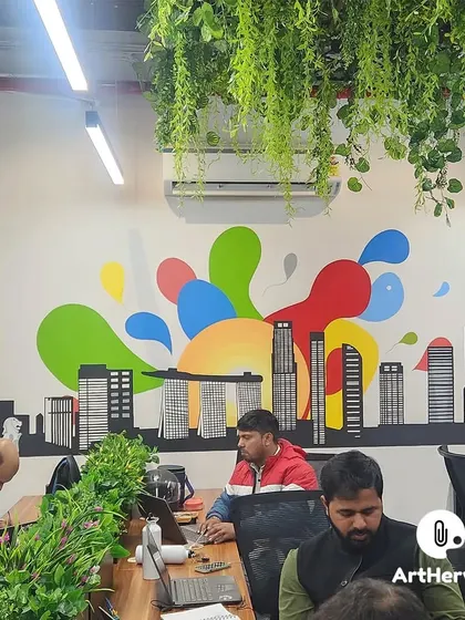 The third skyline mural in the Digirovers office series, depicting the Singapore cityscape. Having multiple themed murals creates a cohesive and dynamic journey through the workspace.