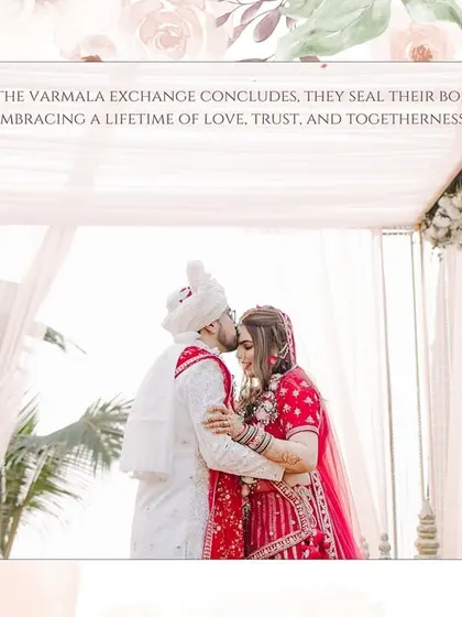 Sealing their bond with a kiss on the forehead after the Varmala exchange, this is a moment of love, trust, and togetherness.