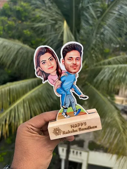 A fun caricature stand-up for Raksha Bandhan, where I turn your photo into a cute cartoon.