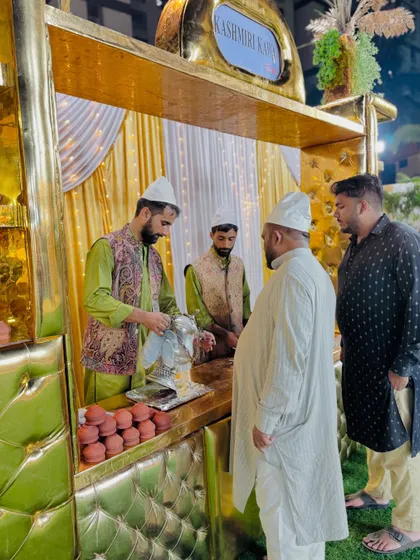Guests being served at the traditional Kashmiri Kawa station.