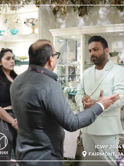 My team in discussion with guests at ICWF 2024, explaining the nuances of our different collections and the possibilities for customization.