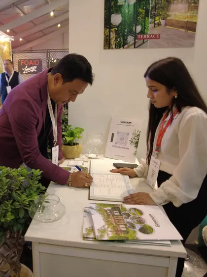 A visitor signing up for more information at our desk. Events like FOAID are a great opportunity for me to connect with potential clients and collaborators who are passionate about design.