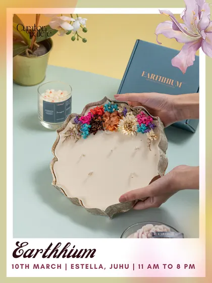 A poster from a curated gifting event, featuring one of my large, luxurious dried-flower candles. These make for an unforgettable gift.