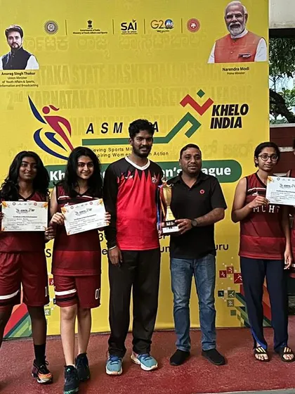 Our U16 girls team after winning second runner-up at the U17 3x3 Khelo India state championship.