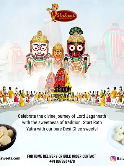 Celebrate the divine journey of Lord Jagannath with the sweetness of tradition. Start your Rath Yatra with our pure Desi Ghee sweets, perfect for offering as prasad.