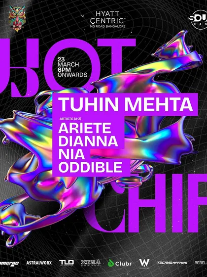 The flyer for "Hot Chip," a new IP I helped launch with a lineup of all local Bangalore artists.