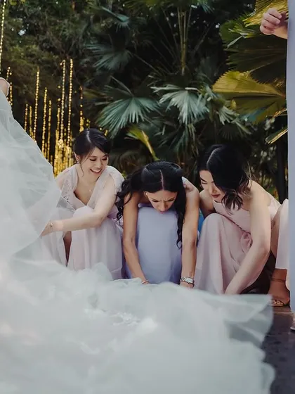 The wedding squad is an essential part of the celebration. These photos capture the fun, laughter, and support of bridesmaids and groomsmen, the friends who stand by the couple on their big day.