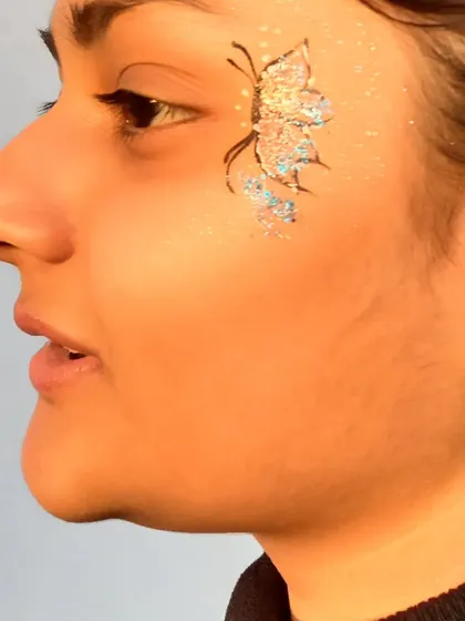 This butterfly uses a mix of silver and light blue glitter for an icy, shimmering effect.
