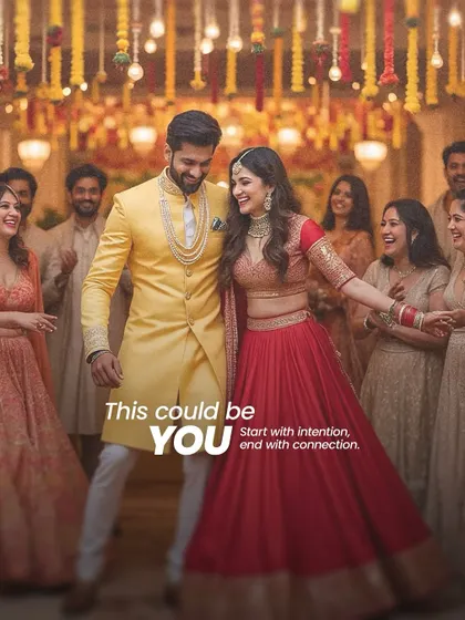 This could be you. Surrounded by laughing friends and family, celebrating your union with joy and dance. This is the happiness that follows a match made with heart.