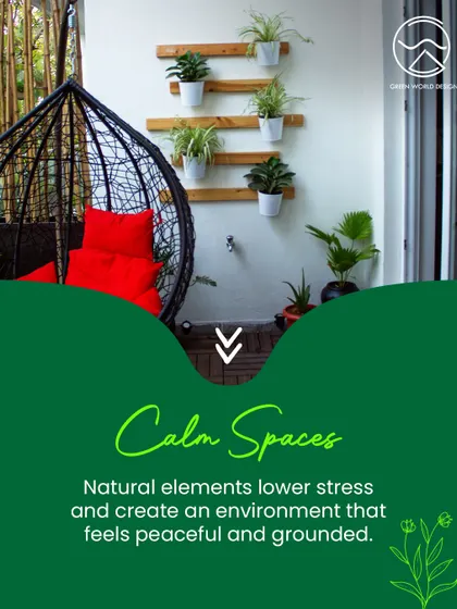 We use natural elements to create calm spaces. Biophilic design is proven to lower stress and create an environment that feels peaceful and grounded, which is essential in today's fast-paced world.