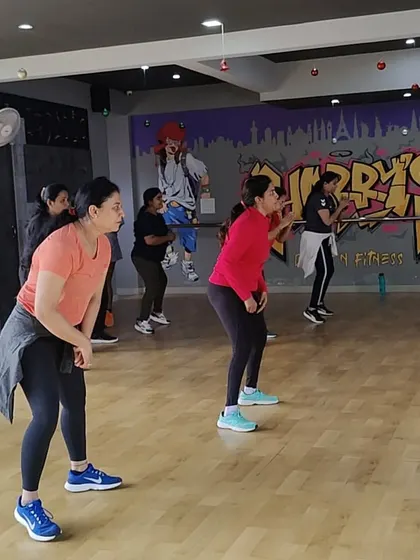 A power-packed fitness session in progress. We offer multiple batches from Monday to Friday to fit your schedule.