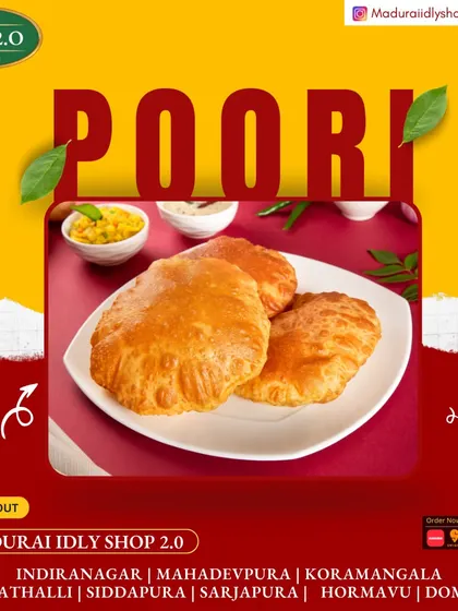 Puffed to perfection, our poori is a delightful breakfast option. It's light, airy, and delicious when paired with our potato masala.