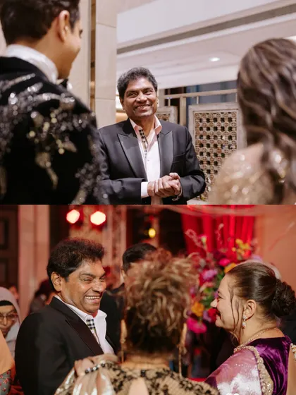 Celebrity guest Johnny Lever enjoying the reception. It's always fun when stars join the celebration.