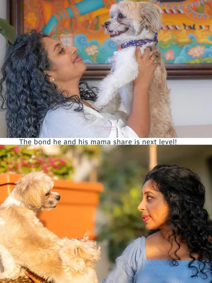 A two-panel image showing the incredible bond between Milo and his mama, with looks of pure adoration.