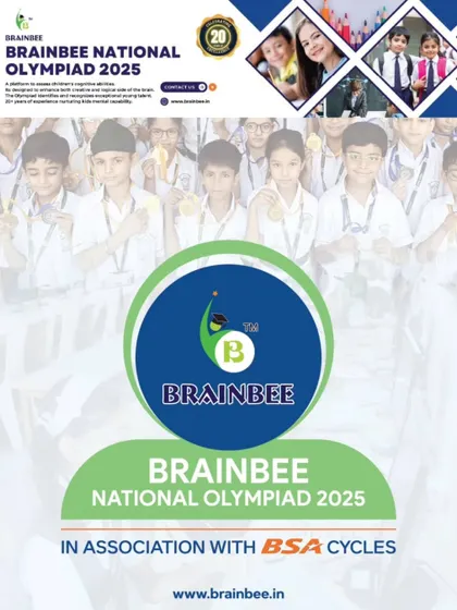 A promotional poster for the Brainbee National Olympiad 2025, celebrating our 20 years of excellence in education.