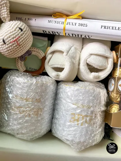 We ensure every item, especially fragile ones like mugs, is securely bubble-wrapped so your special announcement arrives perfectly intact.