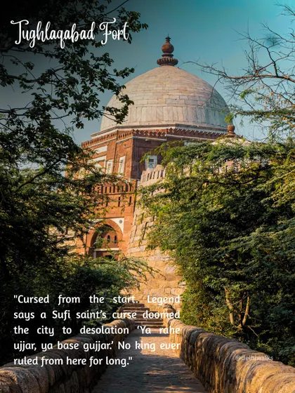Tughlaqabad Fort, a city cursed from the start. Legend says a Sufi saint's curse doomed the city to desolation, and indeed, no king ever ruled from here for long.