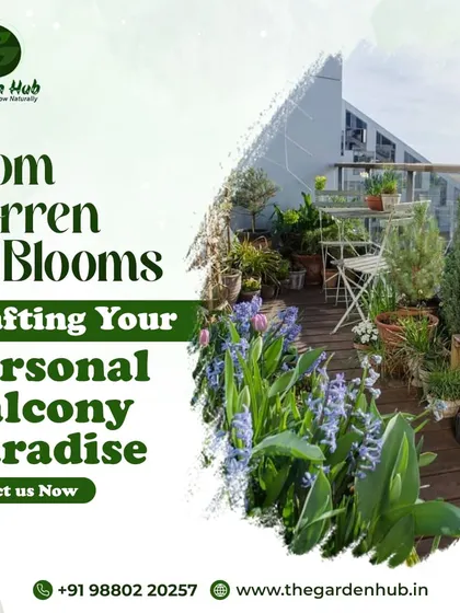 We take spaces from barren to blooms. This image captures the essence of our service, crafting a personal balcony paradise filled with flowers and greenery.
