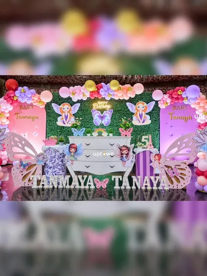 A full view of the twin's fairy-themed birthday party.