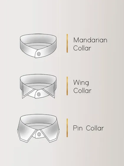 A look at some of our bespoke collar options, including the Mandarian, Wing, and Pin collars. Each one can be customized to suit your style and the occasion.
