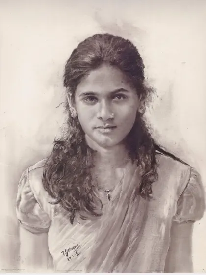 A classic and realistic pencil sketch of a young girl. The simplicity of the medium allows her natural beauty to shine through.