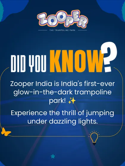 Did you know I am India's first-ever glow-in-the-dark trampoline park? Get ready to experience the thrill of jumping and playing under dazzling neon lights.