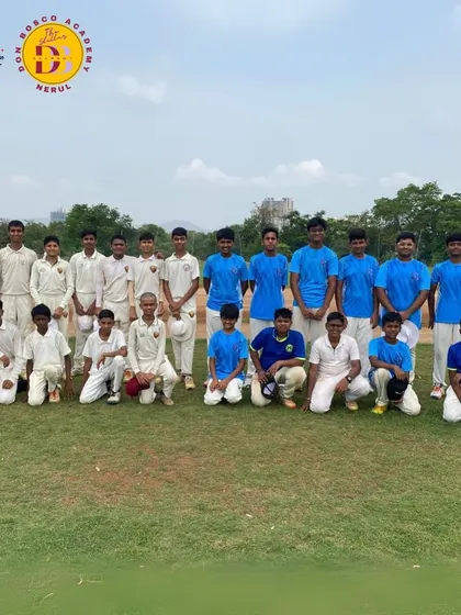 A day of cricket and memories at Don Bosco Academy, Nerul. This team photo captures two opposing teams and coaches together, promoting sportsmanship and an active lifestyle from a young age.