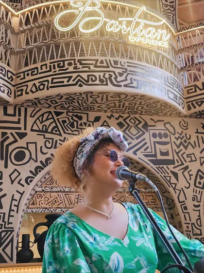 A happy Sunday performing at Bastian. This is the vibe for a perfect brunch, with good music, good food, and great people. I love creating a bright and cheerful atmosphere with my songs.