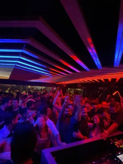 The view from the DJ booth at NYX Lounge. I love seeing a packed house ready to party.