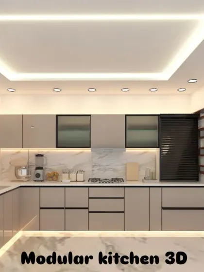 This is a 3D design of a modular kitchen I create for clients before starting any work. It helps you visualize the exact layout, color scheme, and finishes, so there are no surprises.