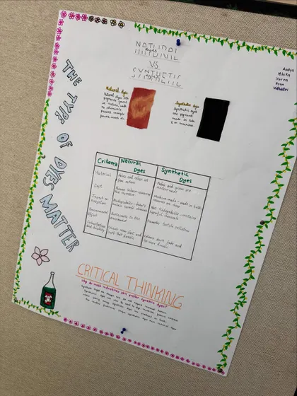 Another educational chart from the workshop, comparing natural and synthetic dyes. It's important for me to teach about the environmental benefits of choosing natural, sustainable options.