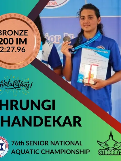Another well-deserved bronze for Shrungi Bhandekar, this time in the 200m Individual Medley at the Senior Nationals. Her versatility across different strokes is a key part of our training philosophy.