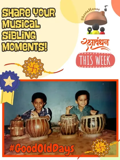 Guess who? A throwback photo of two musician brothers with their tablas, shared for our "Musical Sibling Moments" series. Can you name these famous artists?