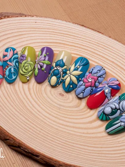 A beautiful array of colorful embossed floral designs, each with its own personality and style.