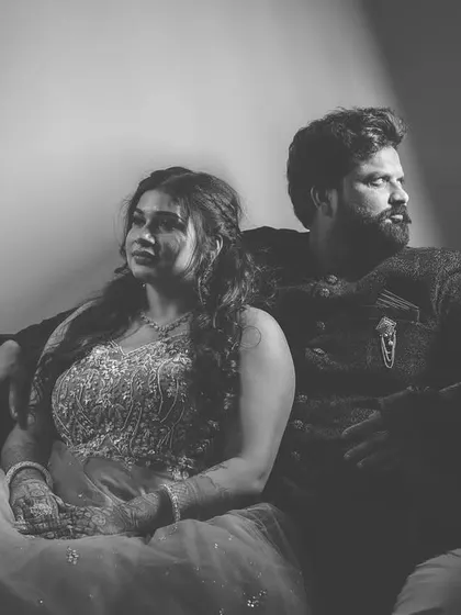 Another angle from our black and white engagement series, this photo has a classic, thoughtful feel.