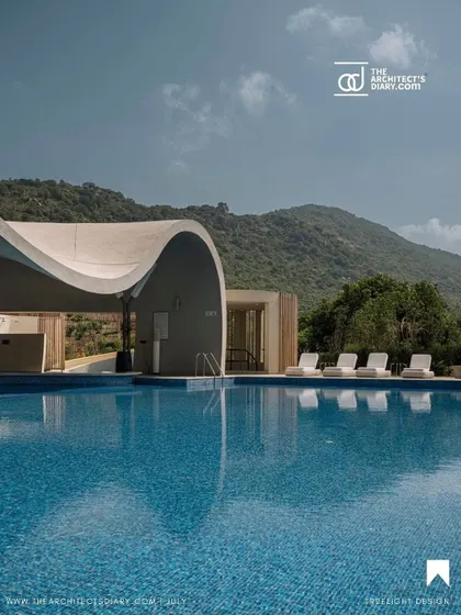 The Aqua Pool & Spa project was featured by The Architect's Diary, which noted its seamless blending with the hills and the immersive experience created by its fluid, parametric ferrocement roof.