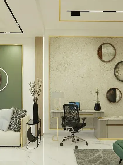 An identical shot of the study and lounge area.