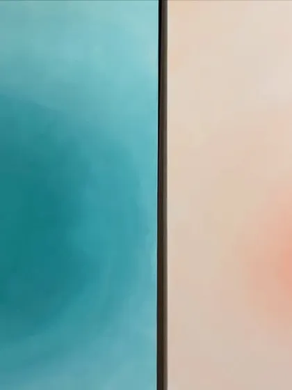 The two gradient paintings for the Agra cafe, nicknamed "Lime & Soda." They are designed as a pair, bringing a fresh and modern feel to the space.