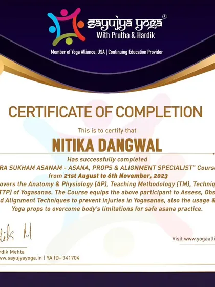 Congratulations to another graduate of our 'Sthira Sukham Asanam' course. Their dedication to learning anatomy and biomechanics will make them an exceptional teacher.