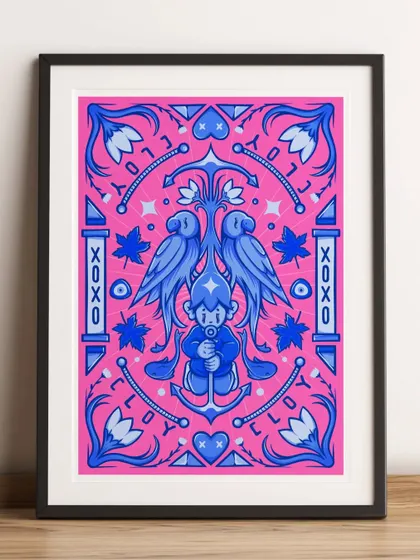 The 'CLOY' illustration presented in a frame mockup, showing how it would look as a beautiful art print for your wall.
