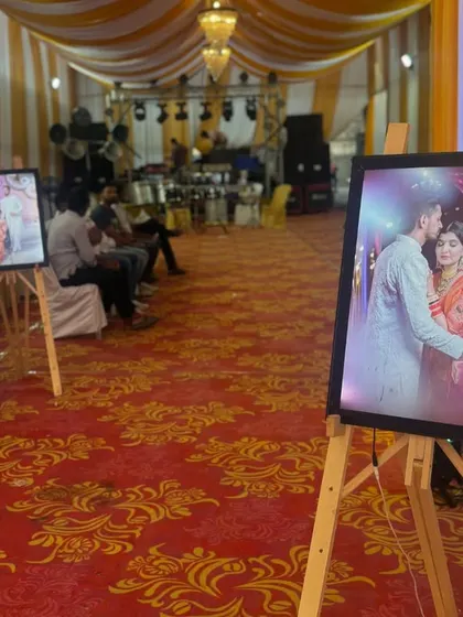 We understand the importance of celebrating the couple within the Aagri community. Displaying beautiful portraits along the entrance is one of the ways we make the event feel like a true family function.