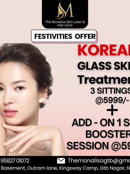 Get the coveted Korean Glass Skin with our special festive offer. This treatment focuses on creating a smooth, poreless, and luminous complexion that looks healthy and hydrated from within.