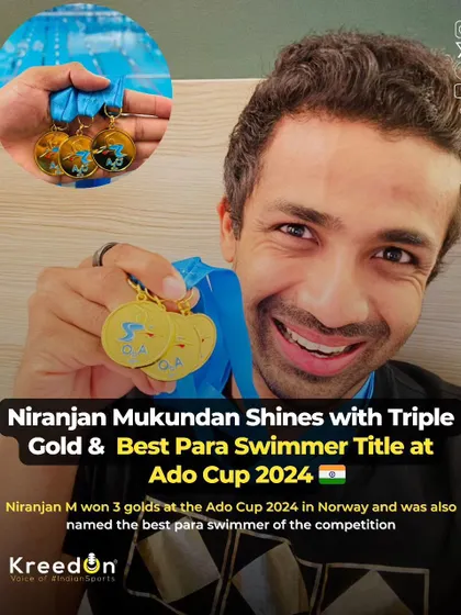 Niranjan Mukundan shines with triple gold and the Best Para Swimmer title at the Ado Cup 2024 in Norway. His perseverance, dedication, and strength are an inspiration to us all.